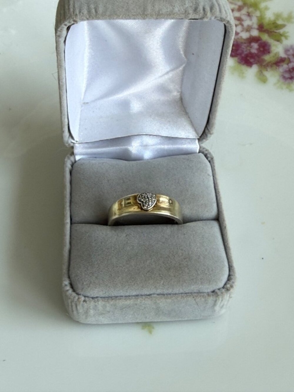 Vintage 90s Ring 925 Silver Gold Vermeil Heart Ring Size size 9